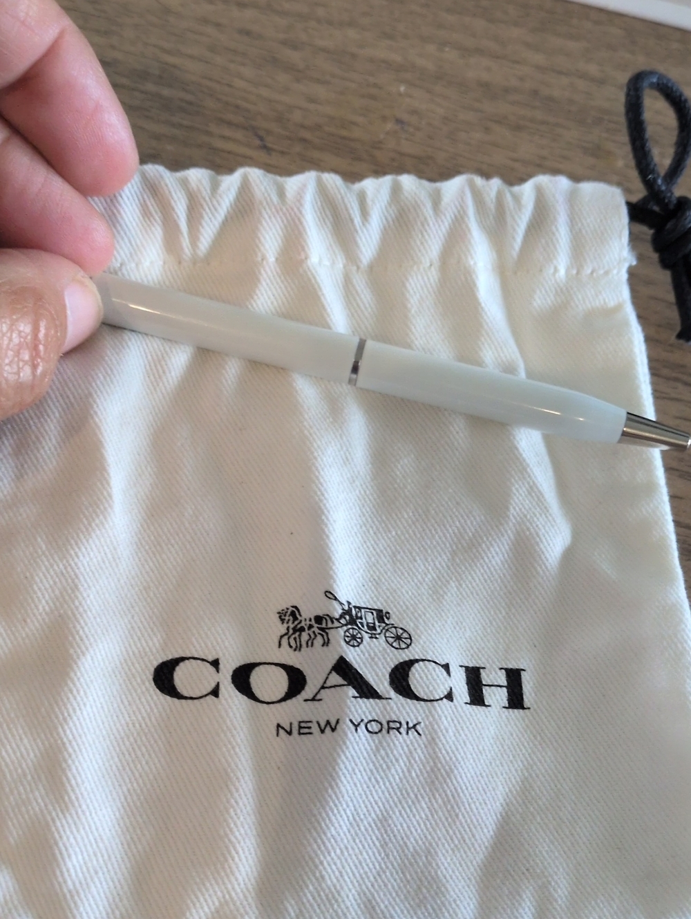 Coach White Lacquer Ballpoint Pen with Silver Trim And Jewlery Dusty
